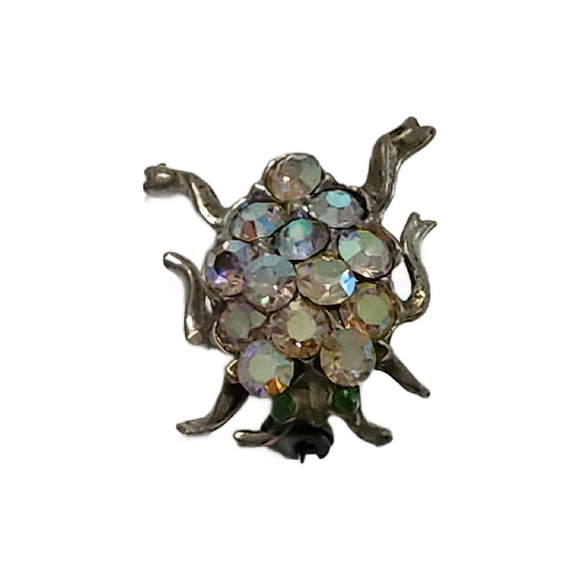 Vintage Aurora Borealis Beetle Brooch, Vintage Scarab Brooch - Picture 2 of 10